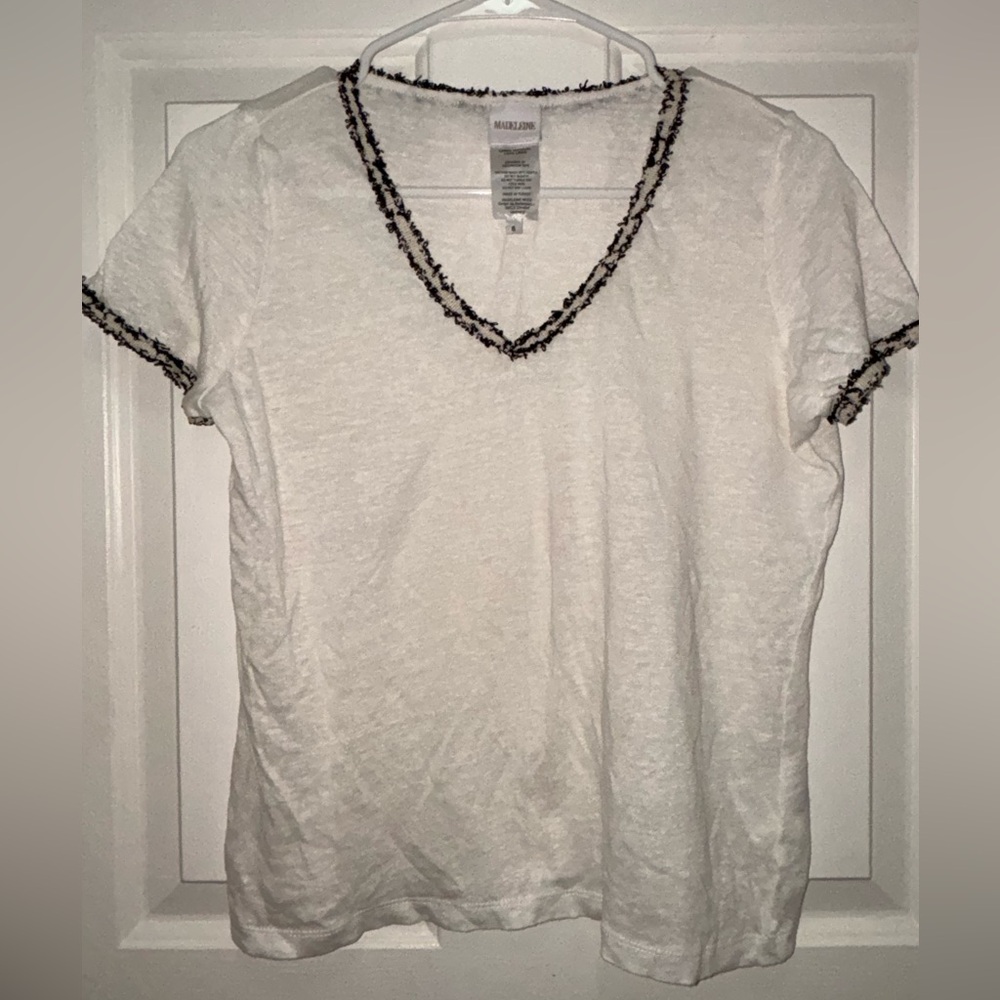 Women's White Top with Black Trim